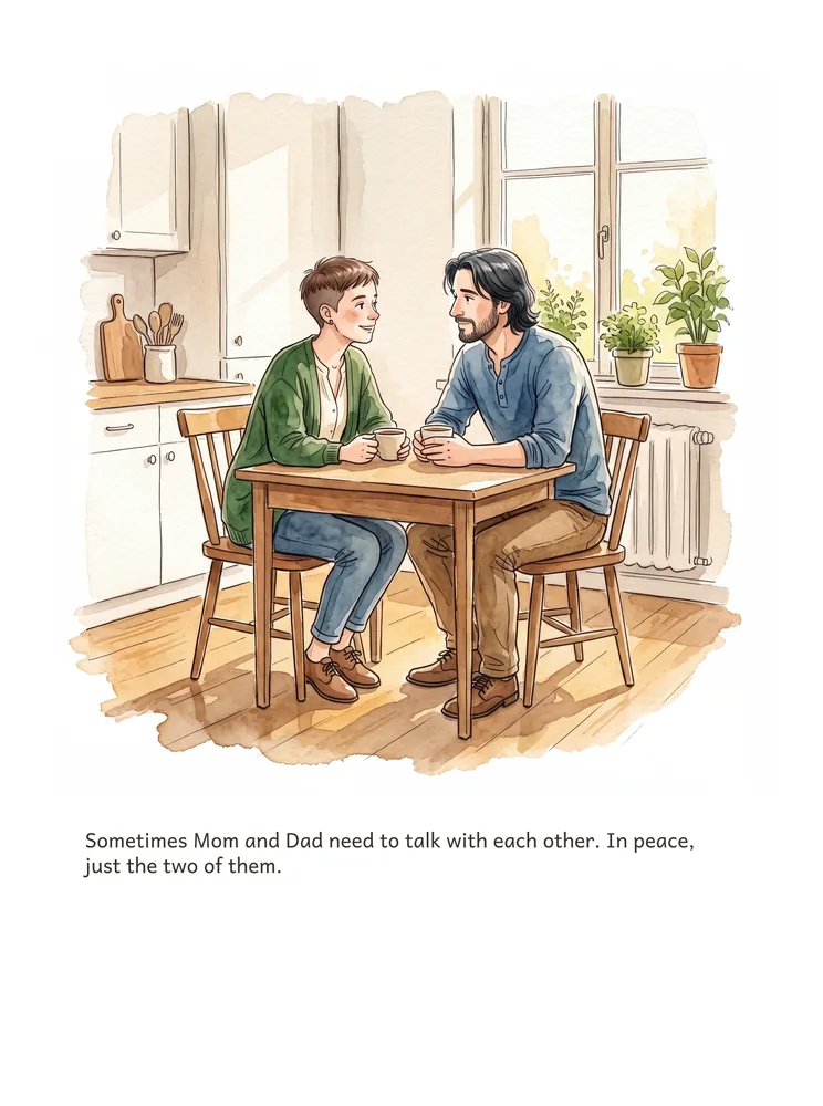Sometimes Mom and Dad need to talk with each other. In peace, just the two of them.